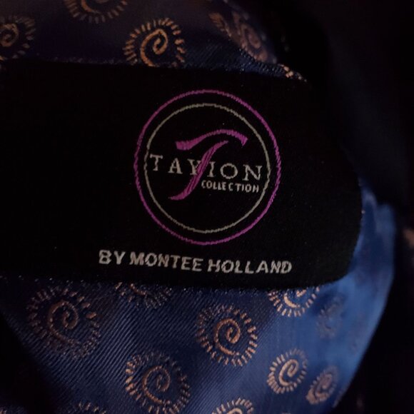 Tayion Suit Mens 56L 50x26 Navy Blue Gem Wool Suit Two Piece Set - Picture 13 of 14